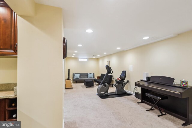 8600 Fox Run, Potomac, MD 20854 - exercise room featuring carpet flooring and recessed lighting
