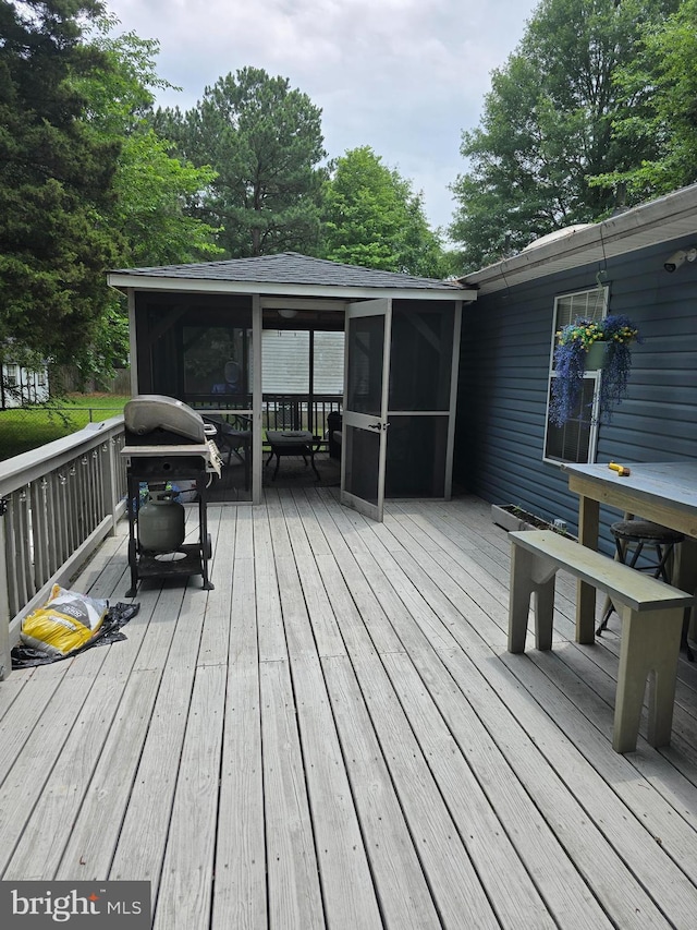 2800 Wakefield St, Colonial Beach, VA 22443 - wooden terrace featuring a sunroom and area for grilling