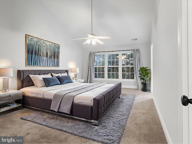 2132 Capstone Cir, Herndon, VA 20170 - carpeted bedroom with high vaulted ceiling and baseboards