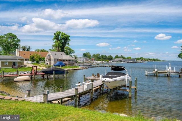 1312 Tuggies Rd, Pasadena, MD 21122 - dock area featuring boat lift and a water view