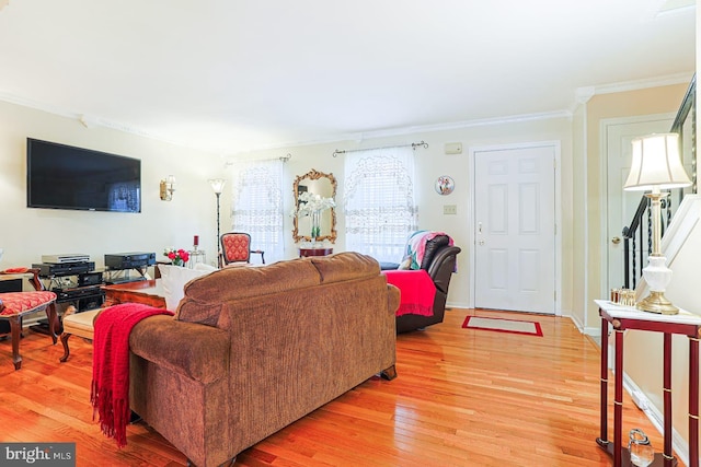 1027 Fredrick Blvd, Reading, PA 19605 - living area featuring light wood-style floors and crown molding