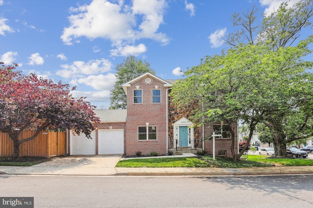 2142 N Dinwiddie St, Arlington, VA 22207 - traditional-style home featuring an attached garage, concrete driveway, brick siding, and roof with shingles