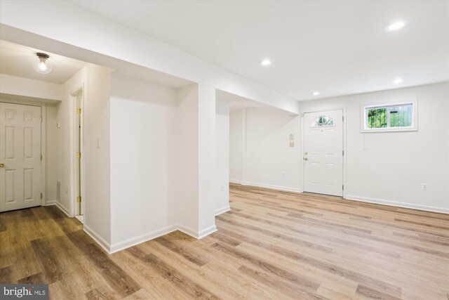 2142 N Dinwiddie St, Arlington, VA 22207 - basement with light wood-style flooring and recessed lighting
