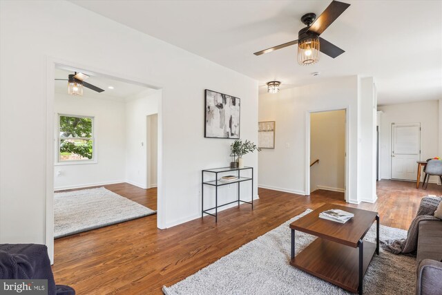 2142 N Dinwiddie St, Arlington, VA 22207 - living room featuring ceiling fan and wood finished floors