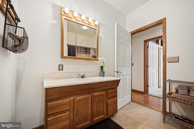 734 Log Cabin Ln, Berkeley Springs, WV 25411 - bathroom with vanity, baseboards, and a shower with curtain