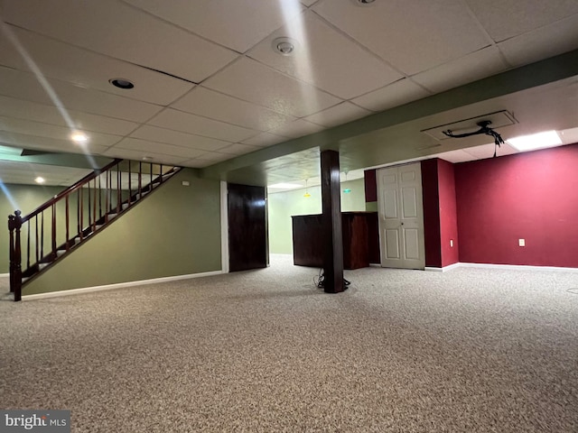 28 Willow Way Dr, Enola, PA 17025 - finished below grade area with carpet, a drop ceiling, and stairs