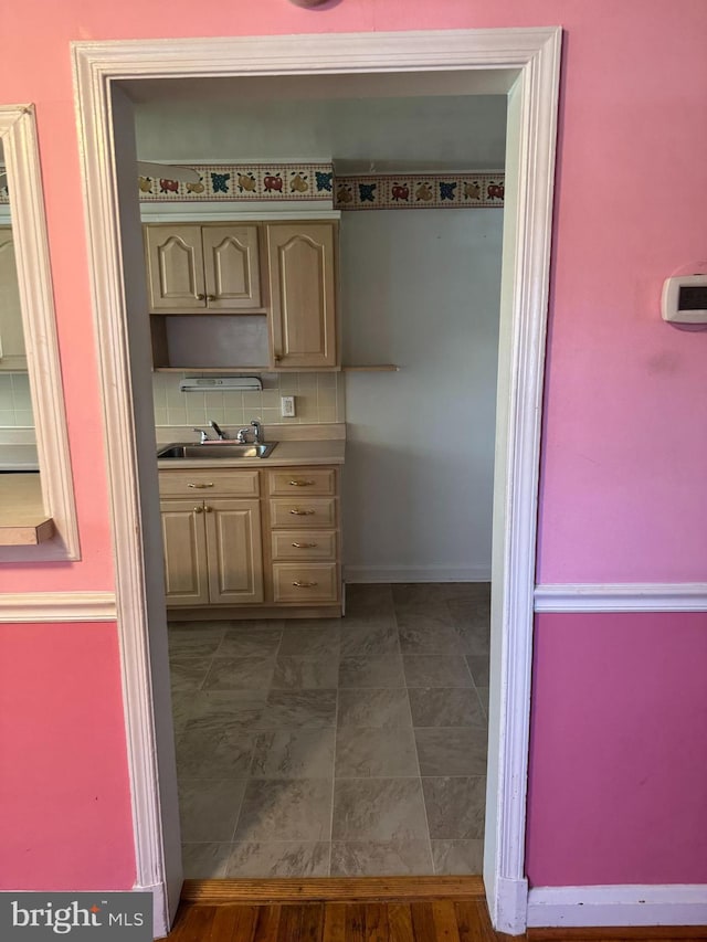1525 Clairidge Rd, Baltimore, MD 21207 - kitchen with light countertops and tasteful backsplash