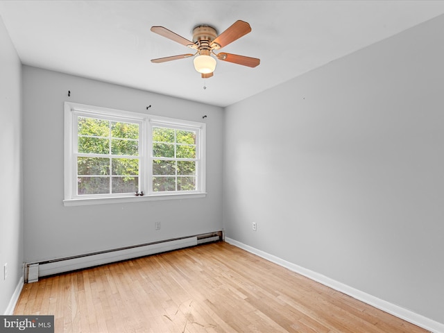 1002 Sherwood Cir, Salisbury, MD 21804 - spare room with a baseboard heating unit, light wood finished floors, and ceiling fan