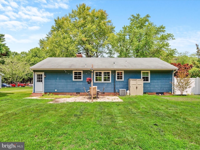 1002 Sherwood Cir, Salisbury, MD 21804 - back of property with crawl space, a chimney, and a shingled roof