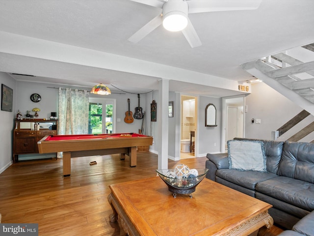 635 Teton Ct, Lothian, MD 20711 - rec room with light wood-style floors, billiards table, baseboards, and ceiling fan