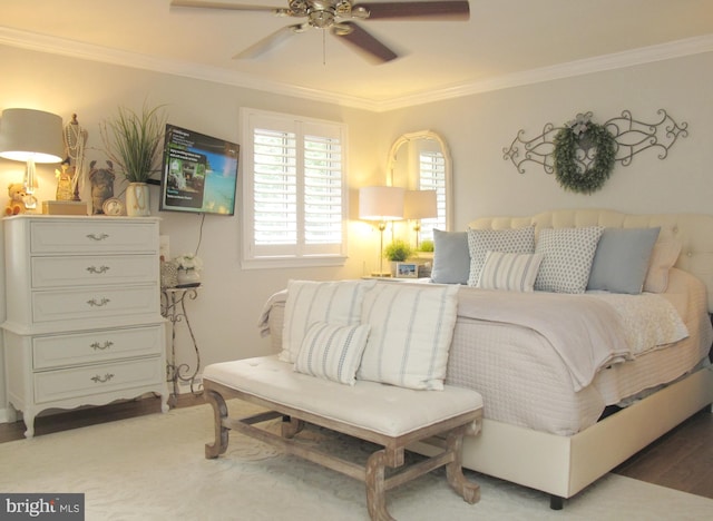 126 Devon Rd, Cinnaminson, NJ 08077 - bedroom with ornamental molding and a ceiling fan