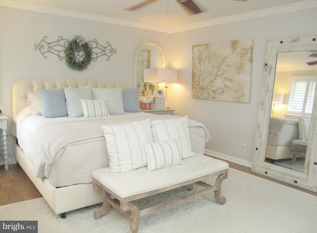 126 Devon Rd, Cinnaminson, NJ 08077 - bedroom with crown molding, wood finished floors, and ceiling fan