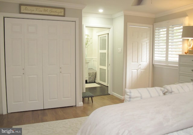 126 Devon Rd, Cinnaminson, NJ 08077 - bedroom with wood finished floors, ornamental molding, and recessed lighting