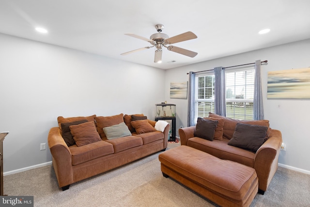 1 Brady Cir, Middletown, DE 19709 - carpeted living area with a ceiling fan and recessed lighting
