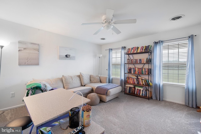 1 Brady Cir, Middletown, DE 19709 - living area featuring carpet and ceiling fan