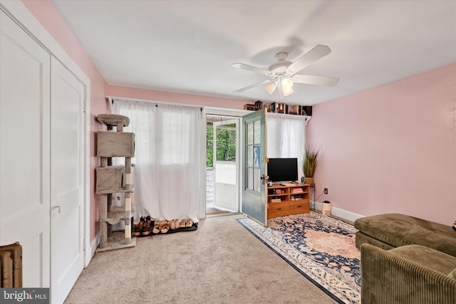 133 S Prospect Ave, Baltimore, MD 21228 - living area with ceiling fan and carpet