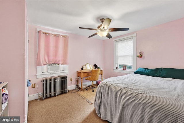 133 S Prospect Ave, Baltimore, MD 21228 - bedroom featuring radiator, cooling unit, baseboards, and ceiling fan