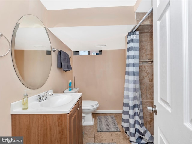 3812 Callaway Ave, Baltimore, MD 21215 - full bath with vanity, toilet, tile patterned flooring, a shower with shower curtain, and baseboards