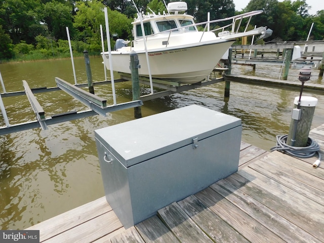 215 Cedar Beach Dr, Prince Frederick, MD 20678 - dock area with boat lift and a water view