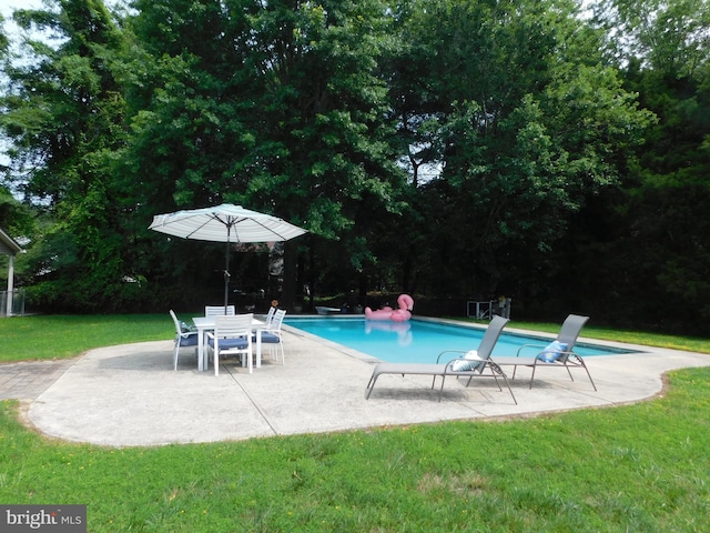 215 Cedar Beach Dr, Prince Frederick, MD 20678 - outdoor pool with a patio and a yard