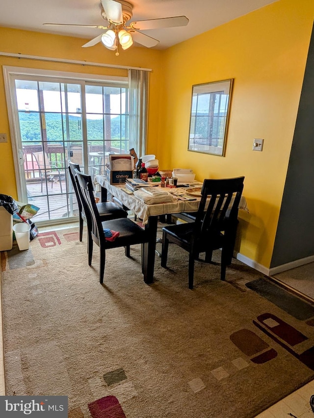9933 Hoovers Hill Rd, Huntingdon, PA 16652 - dining area featuring ceiling fan