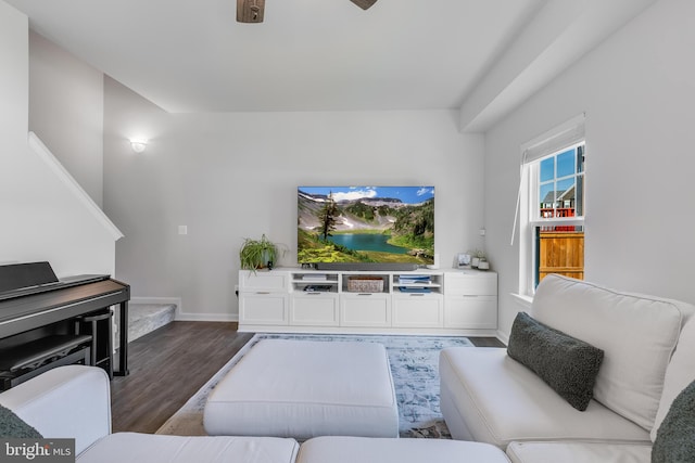 9307 Cedar Forest Dr, Fredericksburg, VA 22408 - living room featuring wood finished floors and a ceiling fan