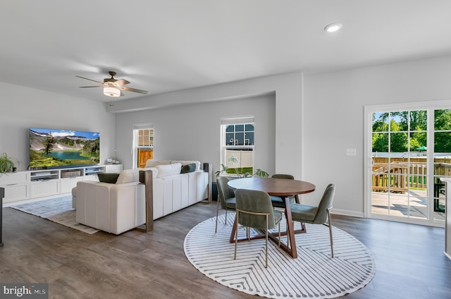 9307 Cedar Forest Dr, Fredericksburg, VA 22408 - dining space with wood finished floors and a ceiling fan