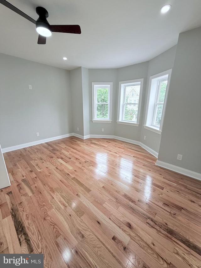 56 E Tulpehocken St, Philadelphia, PA 19144 - spare room featuring light wood-type flooring, a ceiling fan, baseboards, and recessed lighting
