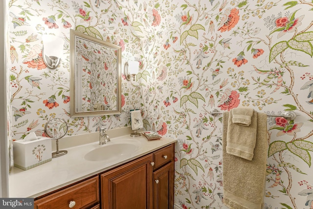 217 Valley Ridge Rd, Haverford, PA 19041 - bathroom with wallpapered walls and vanity