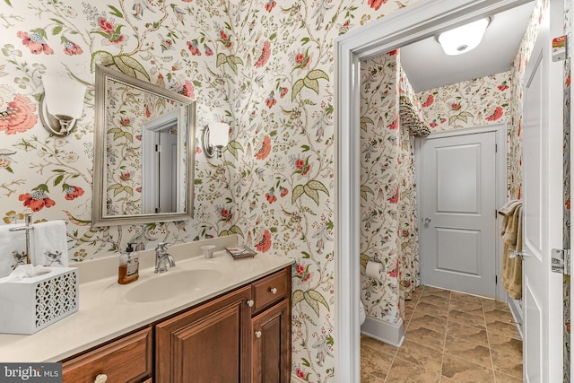 217 Valley Ridge Rd, Haverford, PA 19041 - bathroom with wallpapered walls and vanity