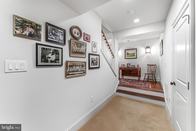 217 Valley Ridge Rd, Haverford, PA 19041 - staircase with carpet floors and recessed lighting