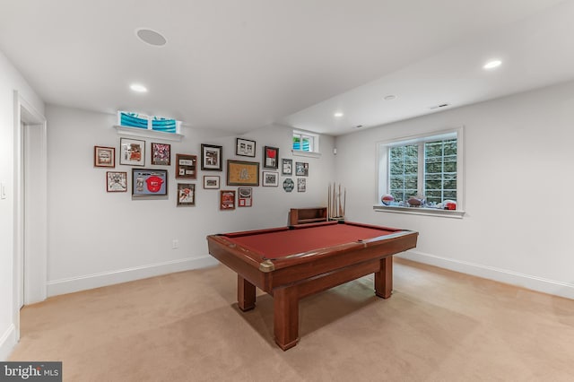 217 Valley Ridge Rd, Haverford, PA 19041 - rec room with light carpet, recessed lighting, and billiards