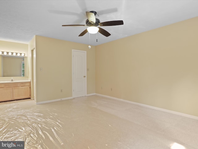 4514 Running Deer Way Unit 390A, Bowie, MD 20720 - unfurnished bedroom with ensuite bath, light carpet, and a ceiling fan