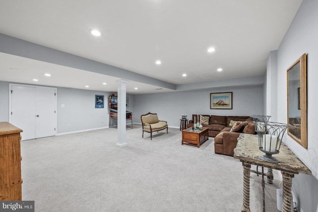 9017 Rouen Ln, Potomac, MD 20854 - living area with light colored carpet, recessed lighting, and baseboards