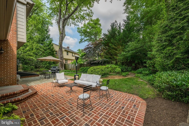 9017 Rouen Ln, Potomac, MD 20854 - view of patio featuring an outdoor living space and a grill
