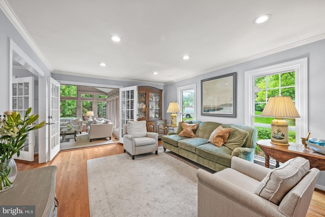 9017 Rouen Ln, Potomac, MD 20854 - living room with ornamental molding, recessed lighting, and wood finished floors