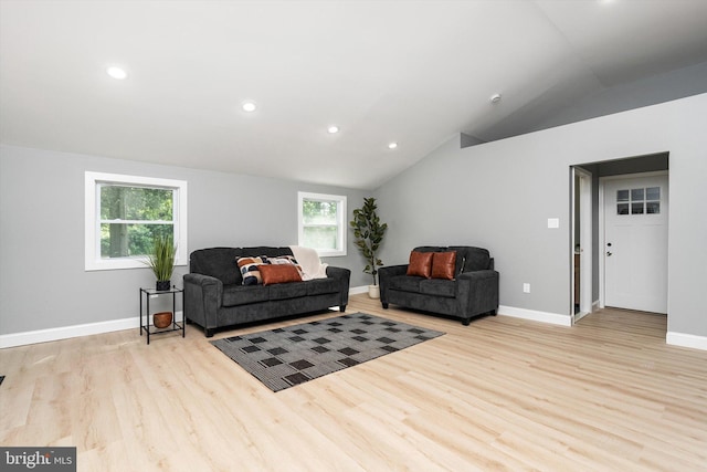 2 Tall Timber Ln, Burlington, NJ 08016 - living room featuring lofted ceiling, light wood-style flooring, and recessed lighting