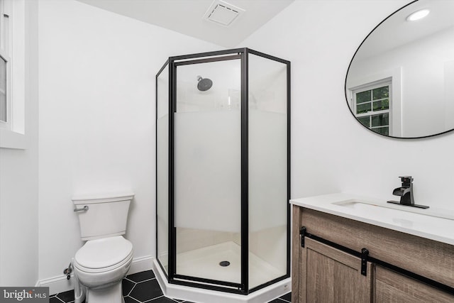 2 Tall Timber Ln, Burlington, NJ 08016 - bathroom with vanity, a stall shower, and tile patterned flooring