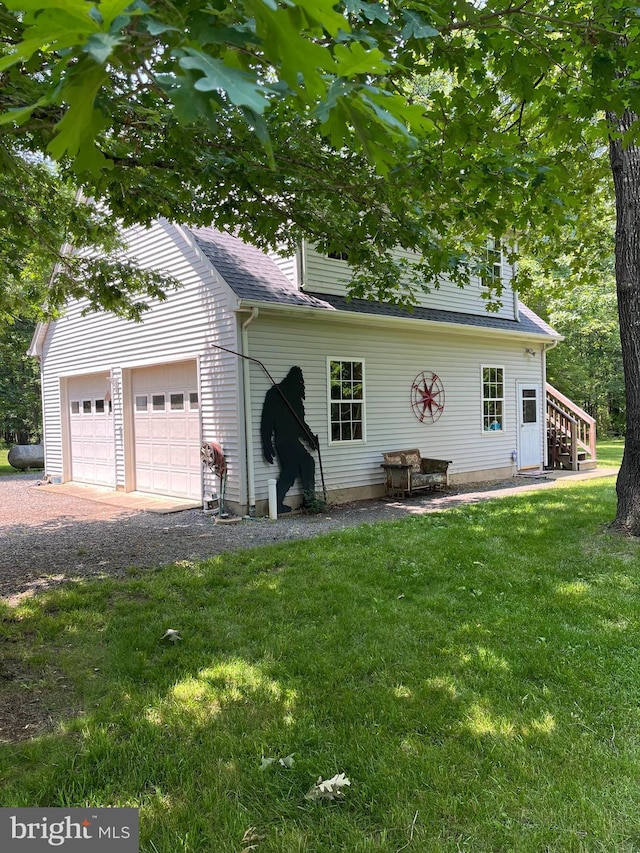 16010 Newbys Shop Rd, Elkwood, VA 22718 - view of front of house with a front lawn, a garage, and a chimney