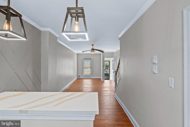 1521 Bush St, Baltimore, MD 21230 - hallway featuring crown molding and wood finished floors