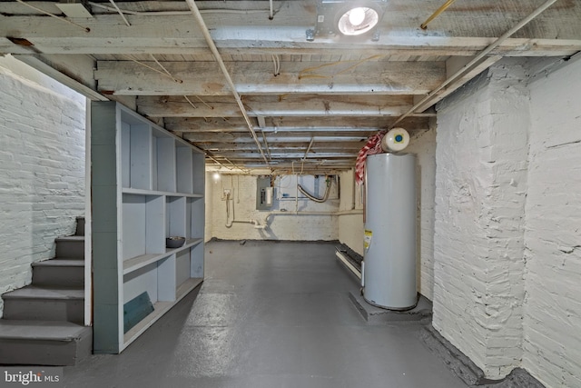 1521 Bush St, Baltimore, MD 21230 - unfinished below grade area with water heater, electric panel, and stairs