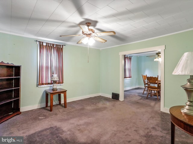 12225 Upper Georges Creek Rd SW, Frostburg, MD 21532 - carpeted empty room featuring a ceiling fan and crown molding