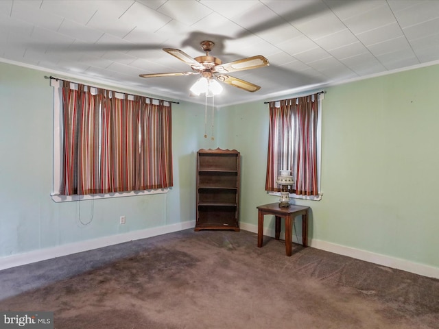 12225 Upper Georges Creek Rd SW, Frostburg, MD 21532 - empty room featuring carpet, a ceiling fan, and crown molding