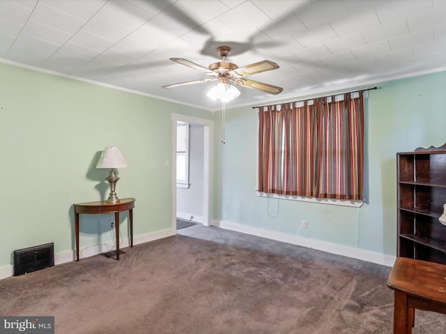 12225 Upper Georges Creek Rd SW, Frostburg, MD 21532 - empty room featuring carpet, ceiling fan, and ornamental molding