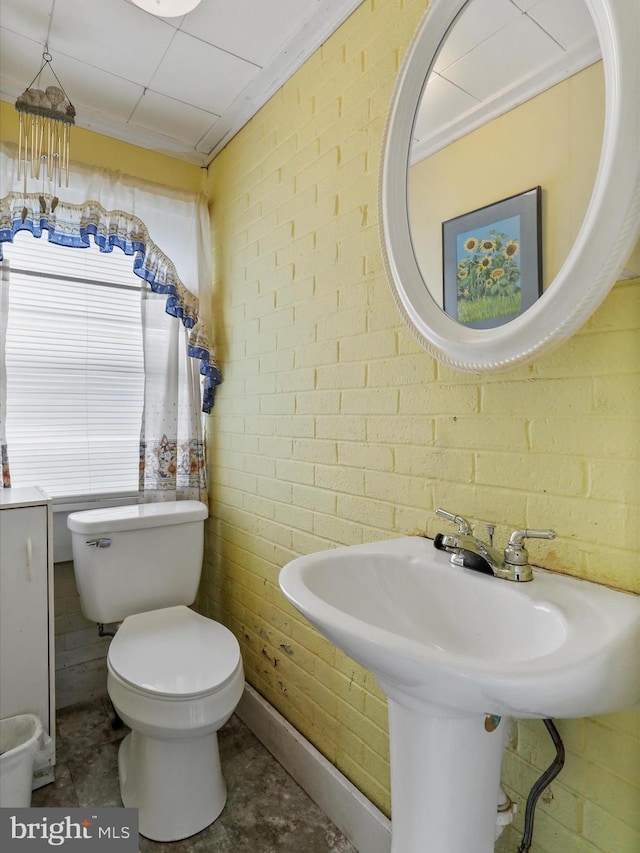 12225 Upper Georges Creek Rd SW, Frostburg, MD 21532 - half bath featuring toilet and brick wall