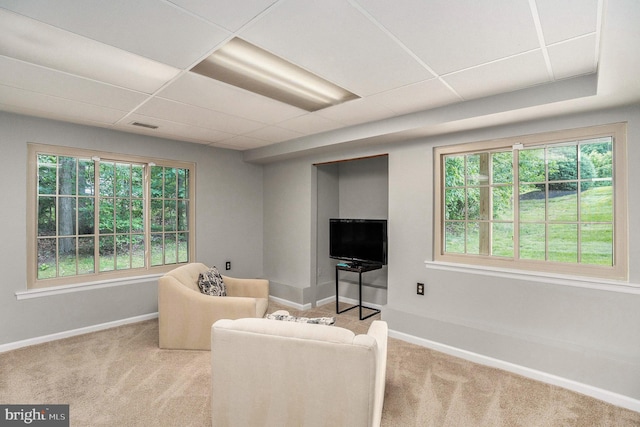 303 Green Meadow Ln, Horsham, PA 19044 - carpeted living room featuring baseboards and a drop ceiling