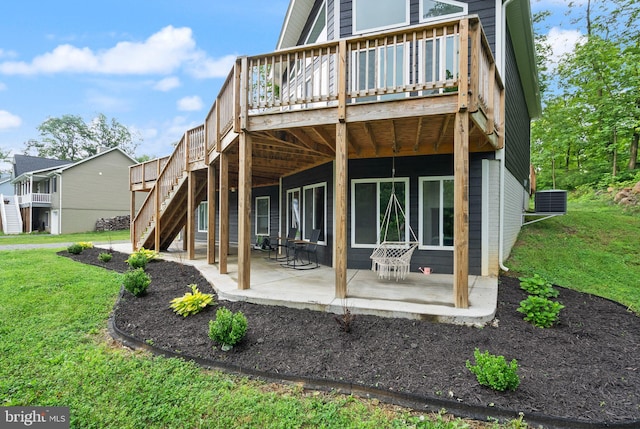 2554 High Top Rd, Linden, VA 22642 - back of property featuring a lawn, a deck, a patio, and stairs