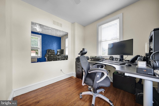 320 Pearl Ave, Horsham, PA 19044 - office area with wood finished floors, baseboards, and a ceiling fan