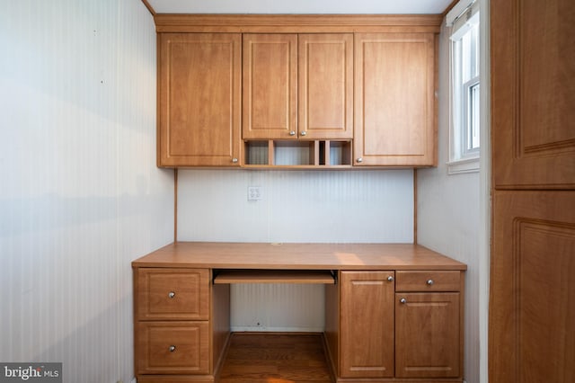 2413 Childs Ln, Alexandria, VA 22308 - unfurnished office featuring built in desk and wood finished floors