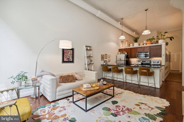 2429 Locust St Unit 217, Philadelphia, PA 19103 - living area featuring dark wood-style floors